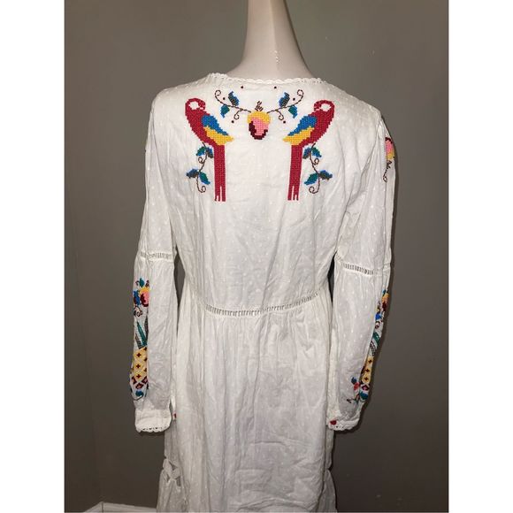 FARM Rio Dresses Farm Rio Macaw Crossstitch Embroidered Mididress